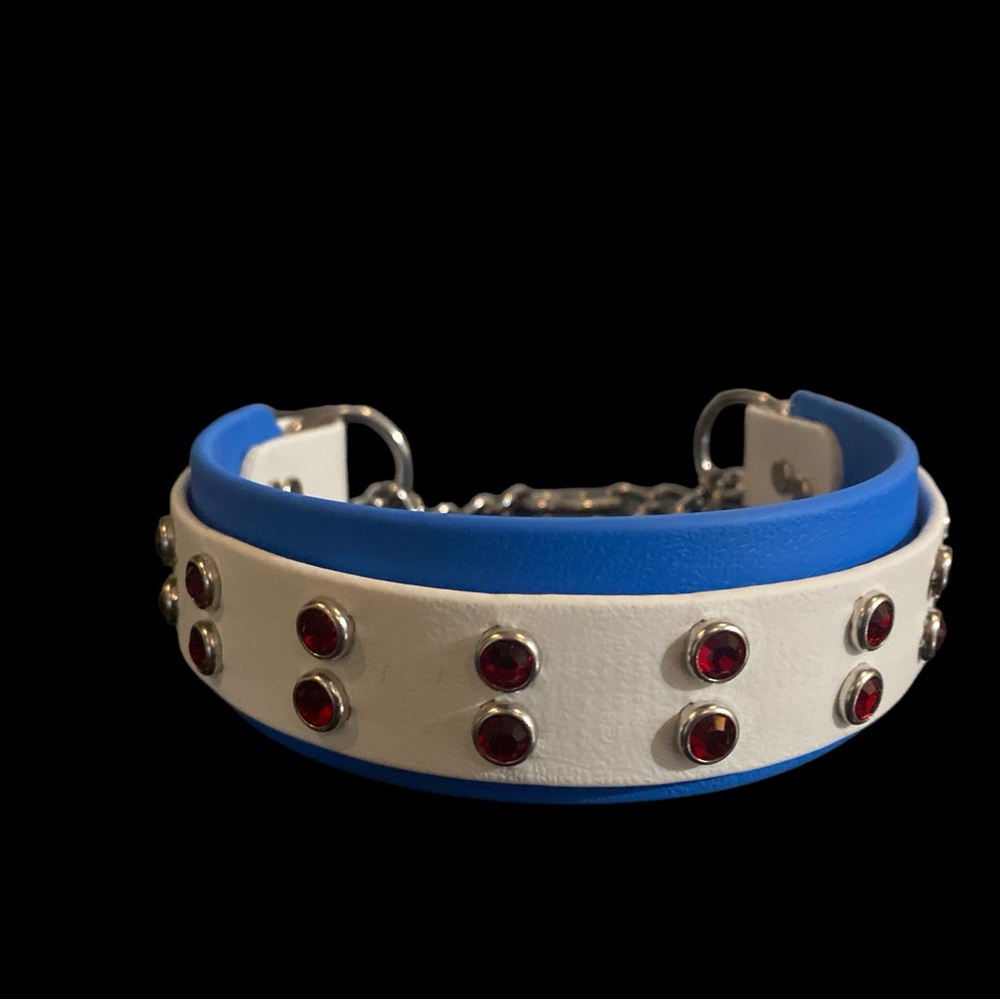 Martingale, dog collar, red, white and blue biothane Handmade NWT